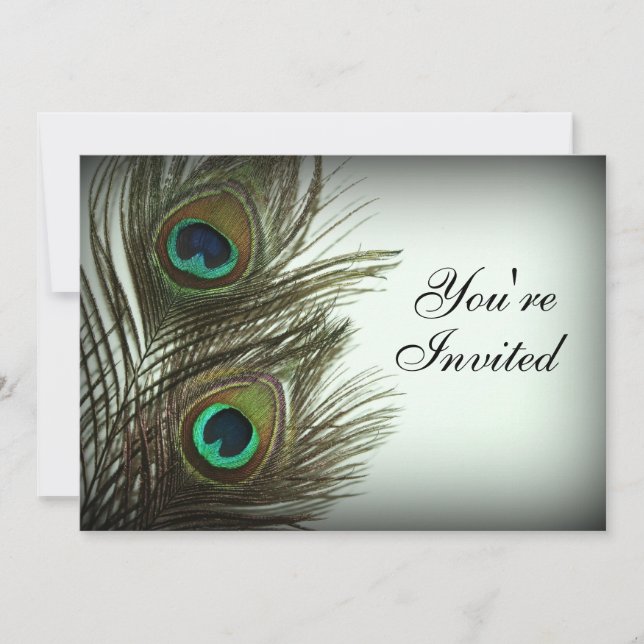 Peacock Feather Invitation - Photo (Front)
