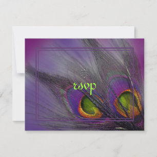 Peacock feather invitations/psychedelic colours RSVP card
