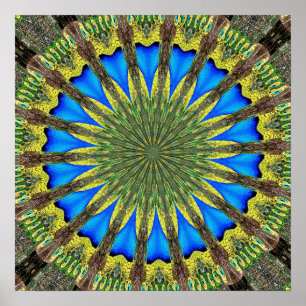 Peacock Feather Kaleidoscope 3 Poster