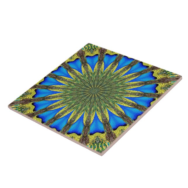 Peacock Feather Kaleidoscope 3 Tile (Side)