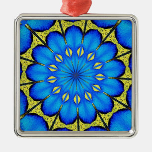 Peacock Feather Kaleidoscope 4 Metal Ornament
