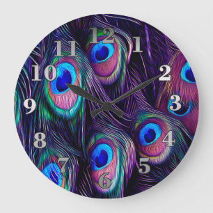 Peacock Feather Large Clock