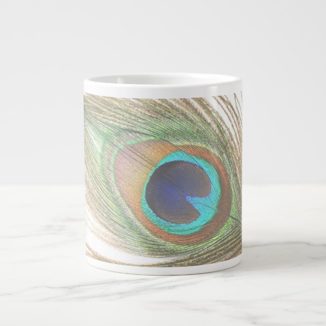 Peacock Feather Large Coffee Mug (Front)