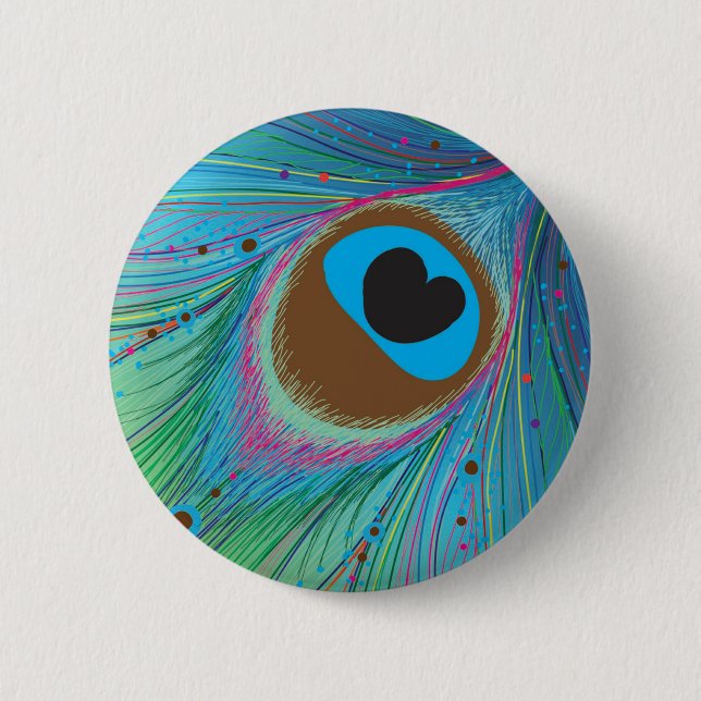 Peacock feather lines background 2 inch round button (Front)