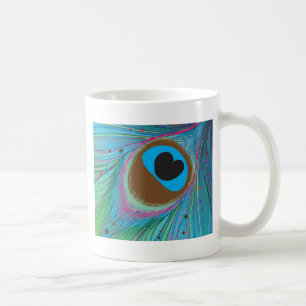 Peacock feather lines background coffee mug