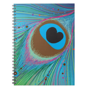 Peacock feather lines background notebook