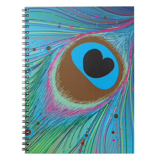 Peacock feather lines background notebook (Front)