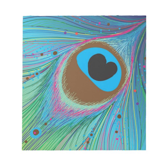 Peacock feather lines background notepad (Front)