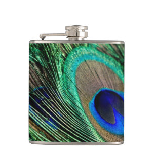 Peacock Feather Lucky Hip Flask