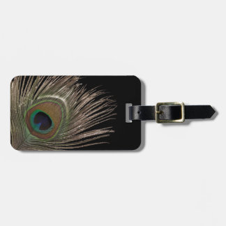 Peacock feather luggage tag