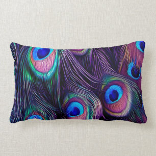Peacock Feather Lumbar Pillow
