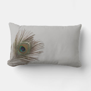 Peacock feather lumbar pillow