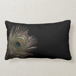 Peacock feather lumbar pillow