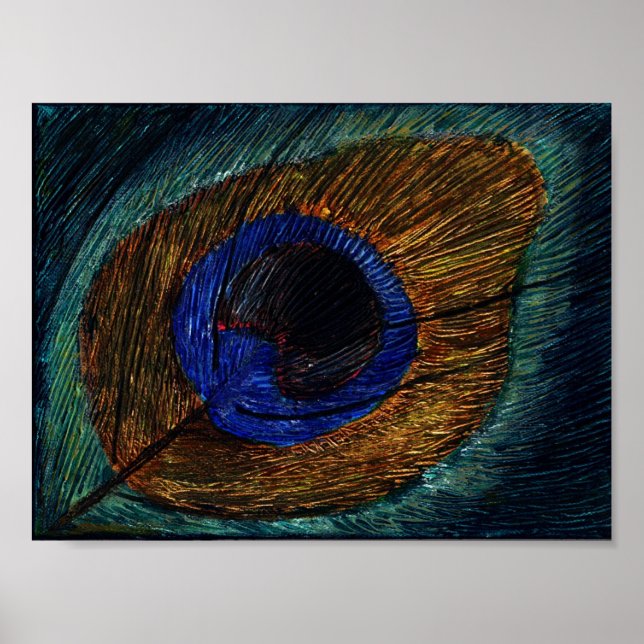 Peacock Feather Macro Poster (Front)