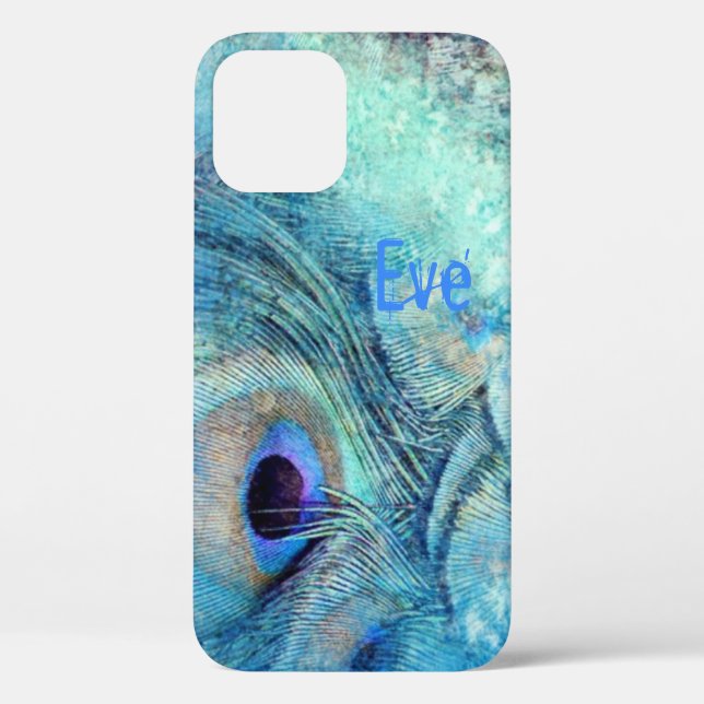 Peacock feather marble blue teal purple Case-Mate iPhone case (Back)