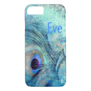 Peacock feather marble teal blue elegant Case-Mate iPhone case