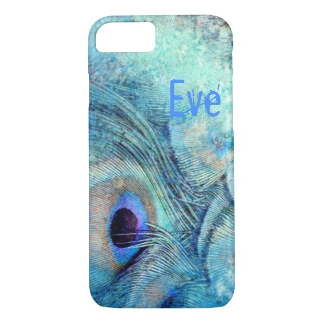 Peacock feather marble teal blue elegant Case-Mate iPhone case (Back)
