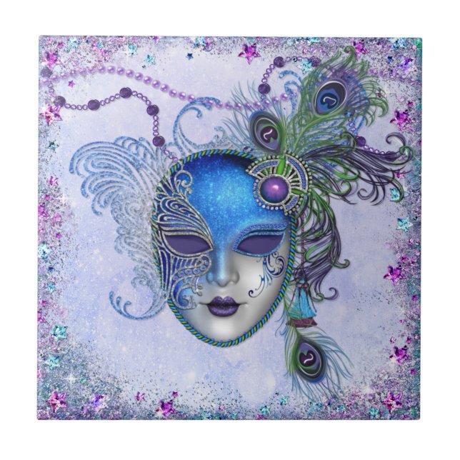 Peacock Feather Masquerade Mask Tile (Front)