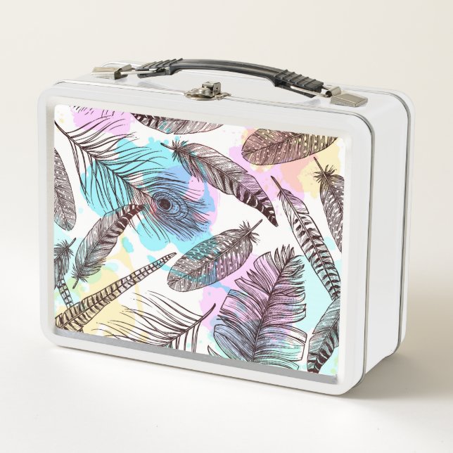 Peacock Feather Metal Lunch Box (Front)