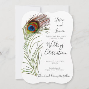Peacock Feather Minimaliste Élégante Invitation