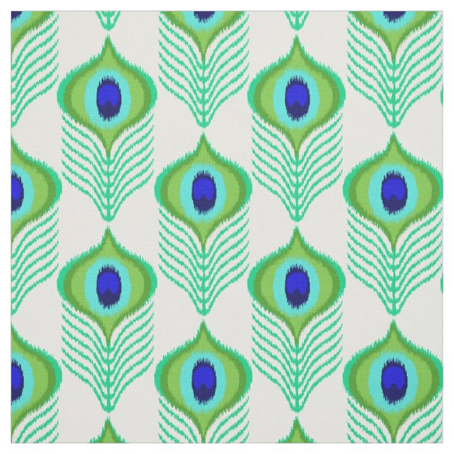 Peacock feather moroccan ikat design fabric (Swatch)