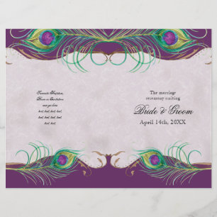 Peacock Feather n Swirls -  Formal Wedding Program
