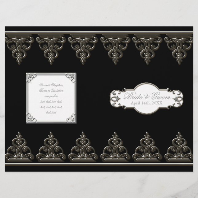 Peacock Feather n Swirls - Programme de mariage fo (Devant)