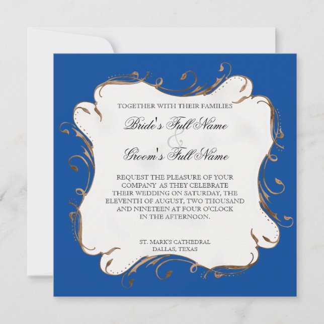 Peacock Feather n Swirls - Wedding Invitation (Front)