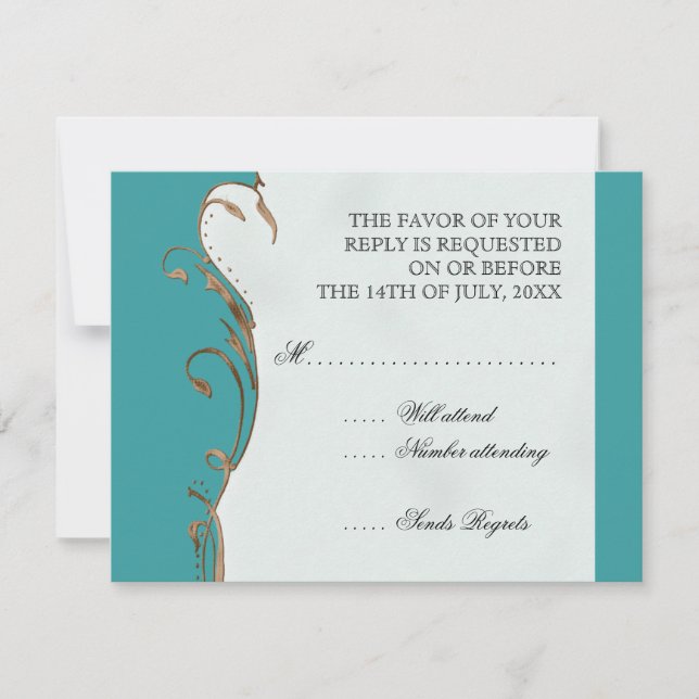 Peacock Feather n Swirls - Wedding Invitation (Front)