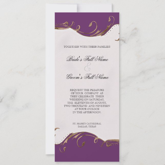 Peacock Feather n Swirls - Wedding Invitation (Front)