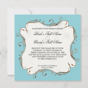 Peacock Feather n Swirls - Wedding Invitation