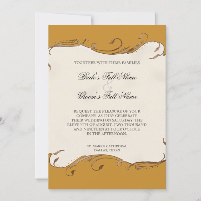 Peacock Feather n Swirls - Wedding Invitation (Front)