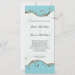 Peacock Feather n Swirls - Wedding Invitation