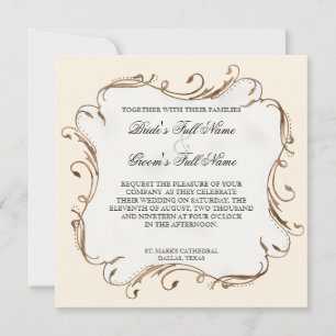 Peacock Feather n Swirls - Wedding Invitation