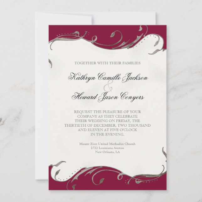 Peacock Feather n Swirls - Wedding Invitation (Front)