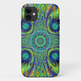 Peacock Feather Neon Fractal Funky Designer Art iPhone 11 Case
