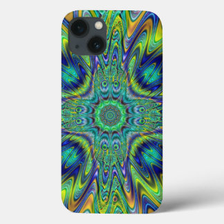 Peacock Feather Neon Fractal Funky Designer Art iPhone 13 Case