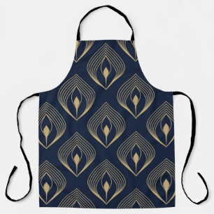Peacock feather ombre pattern ditzy floral motif. apron
