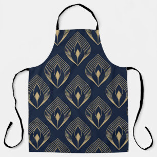 Peacock feather ombre pattern ditzy floral motif. apron