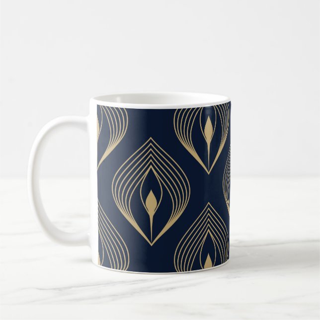 Peacock feather ombre pattern ditzy floral motif.  coffee mug (Left)