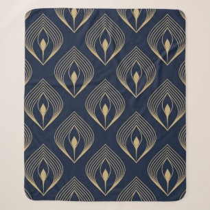 Peacock feather ombre pattern ditzy floral motif. sherpa blanket