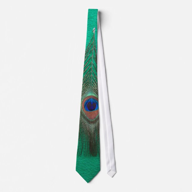 Peacock Feather on Green Tie (Front)