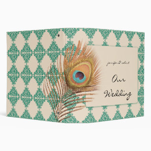 Peacock Feather on Teal Moroccan Tile Binder