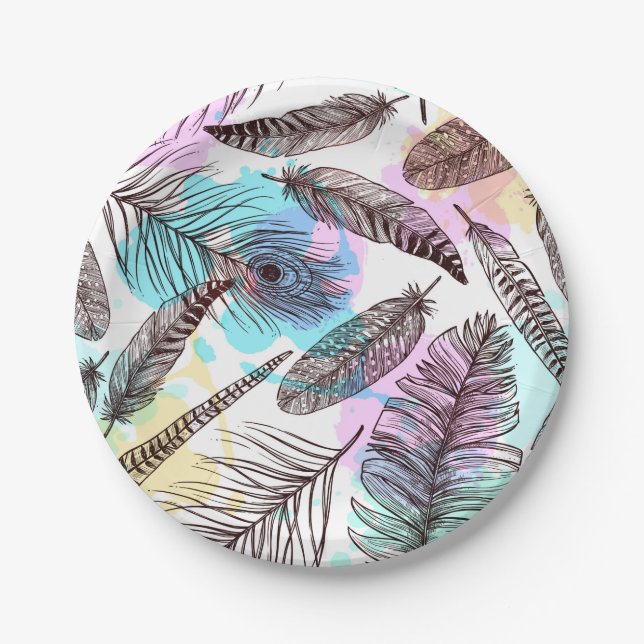 Peacock Feather Paper Plate (Front)