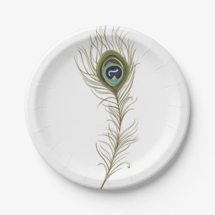 Peacock Feather Paper Plate