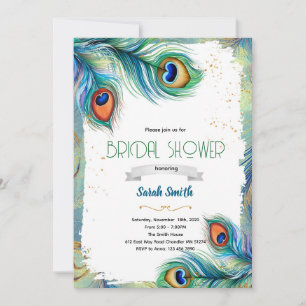 Peacock feather party invitation