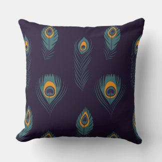 Peacock feather Pattern Chic Trendy Stylish  Throw Pillow