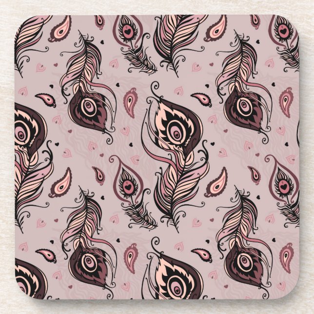 Peacock feather pattern coaster (Front)