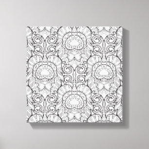 Peacock Feather Pattern Doodle 6 Canvas Print