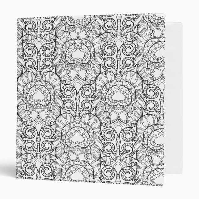 Peacock Feather Pattern Doodle Binder (Front/Inside)